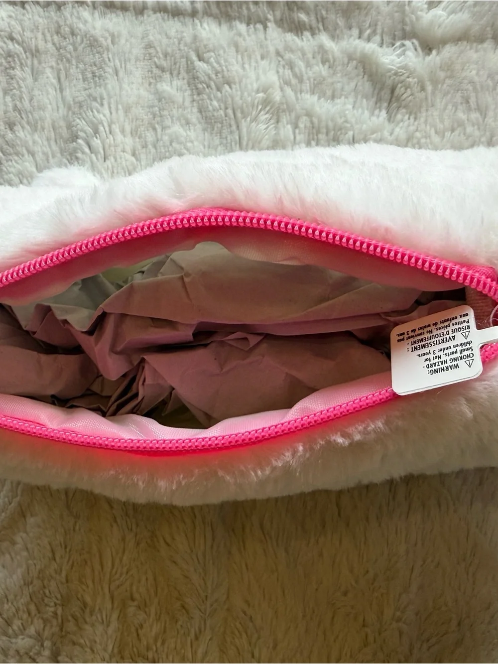 Claire's White and Pink Plush Unicorn Pencil Case
